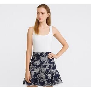 NEW- NWT Keepsake Halo Skirt Navy Floral Ruffle XS (0-2)